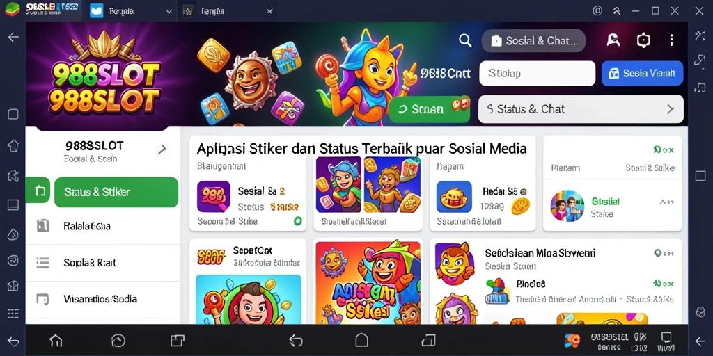 Antarmuka aplikasi 988SLOT yang menampilkan pilihan stiker terkini.