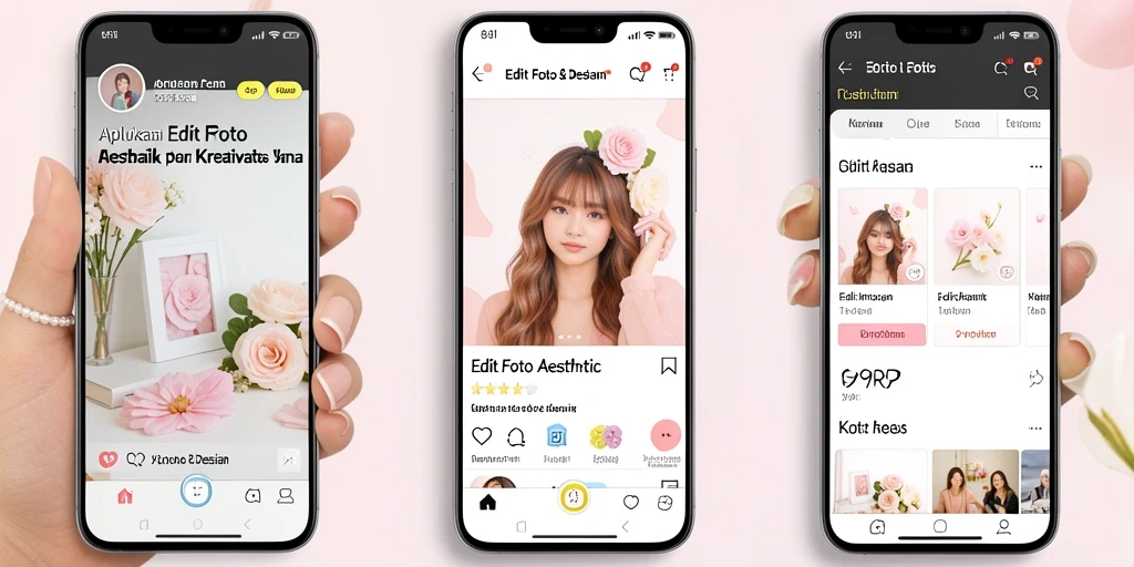 Tampilan antarmuka aplikasi Edit Foto Aesthetic 99RP yang menarik.