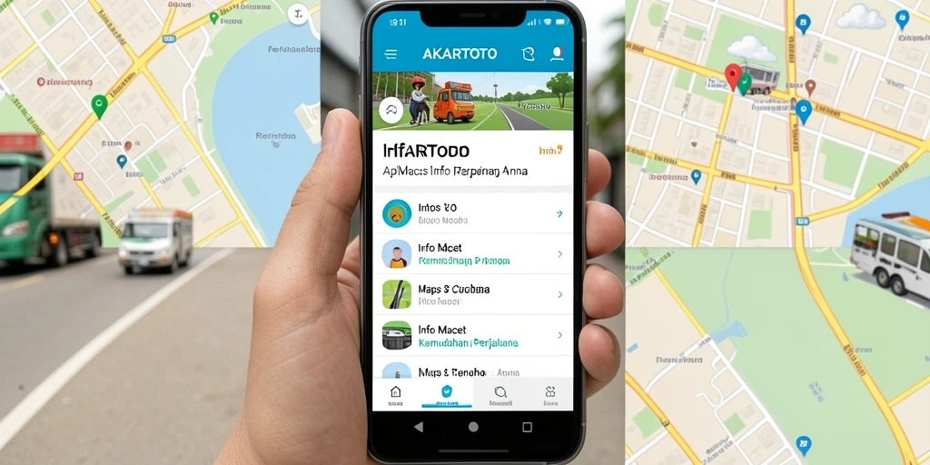 Tampilan antarmuka utama AKARTOTO menampilkan informasi lalu lintas dan cuaca secara real-time.