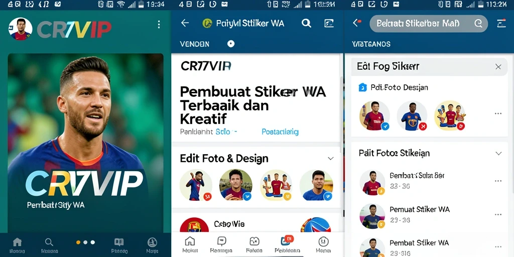 Tampilan antarmuka CR7VIP saat membuat stiker kreatif.
