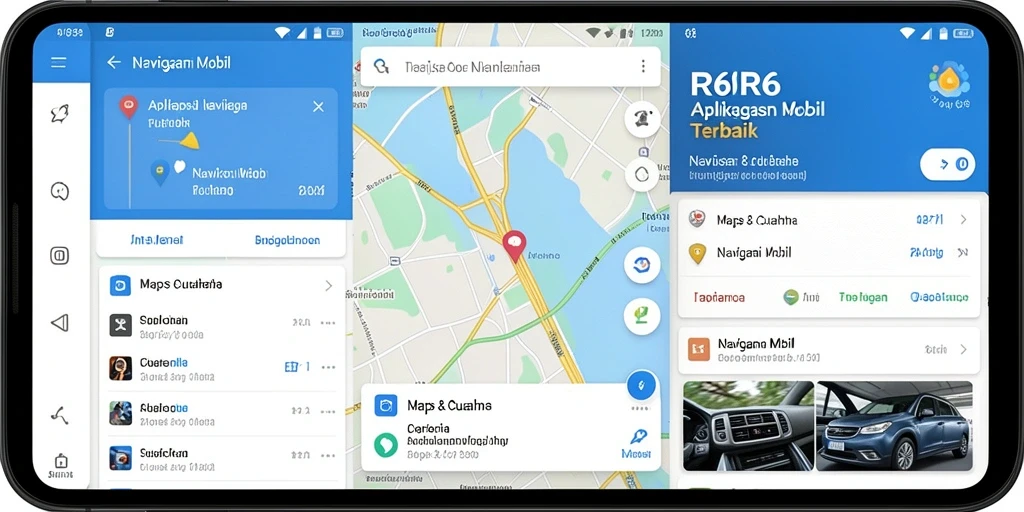 Antarmuka aplikasi R6R6 untuk navigasi mobil yang mudah digunakan.
