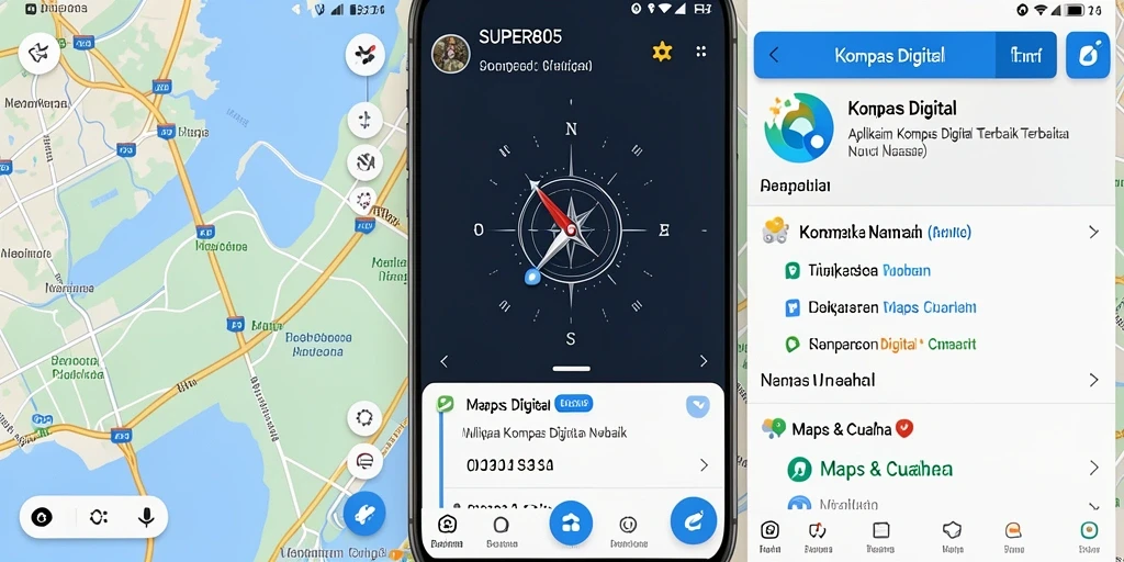 Antarmuka pengguna aplikasi Kompas Digital SUPER805 yang sederhana dan fungsional.